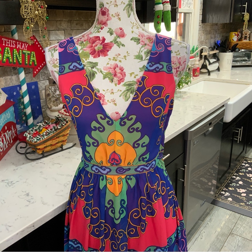 ModCloth XS Maxi Dress Muster The Length Boho Medallion Sleeveless Colorful New - Picture 2 of 16